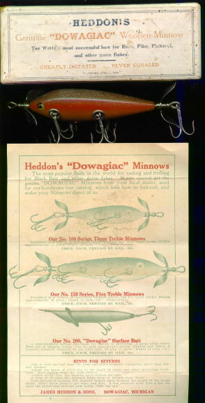 Heddon's Early Dowagiac Wood Fishing Lures
