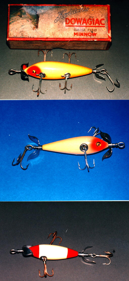 Heddon red and white fishing lures