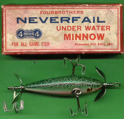 Pflueger Neverfail fishing lure minnows, colors, and boxes